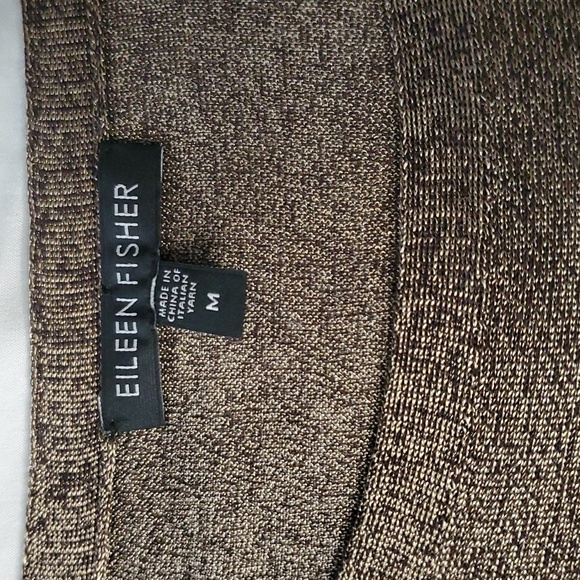 Eileen Fisher Brown And Black Metallic Boxy Short Sleeve Tunic. Fit Oversized M - Picture 2 of 5